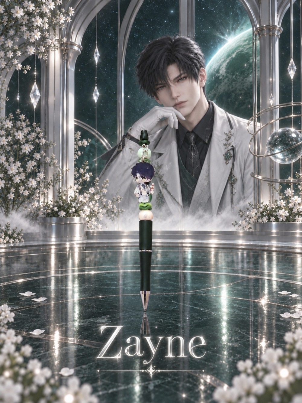 Love and Deepspace Zayne Handmade Beaded Character Pen